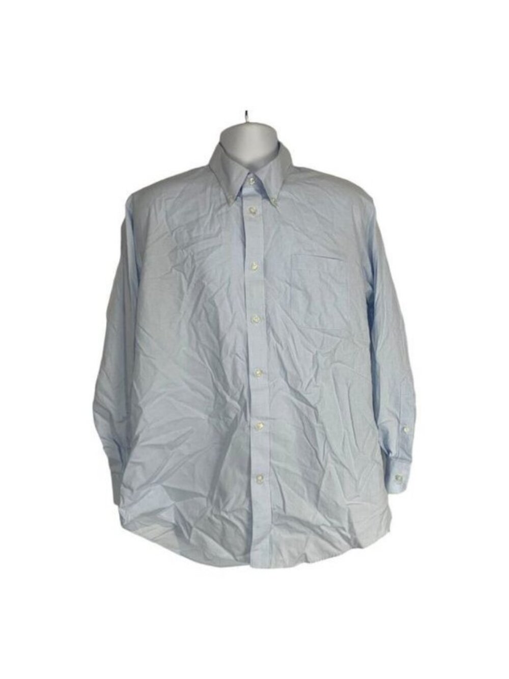 Lands End Mens Traditional Fit Button-Down Shirt Size 17-33 Blue Check Cotton